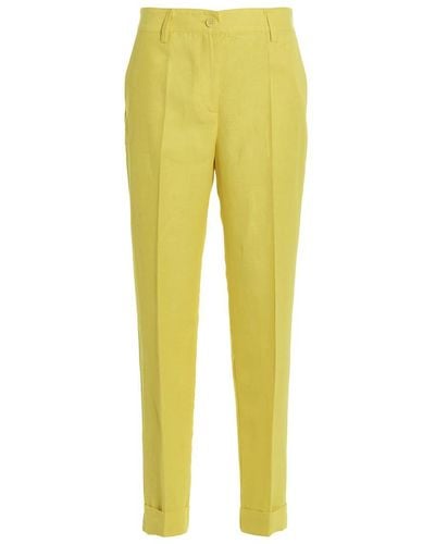 P.A.R.O.S.H. Linen Blend Trousers - Yellow