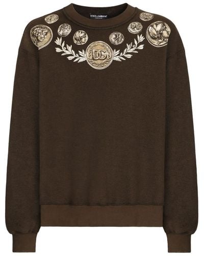 Dolce & Gabbana Printed Cotton Sweatshirt - Brown