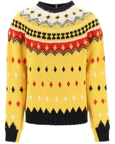 3 MONCLER GRENOBLE Wool & Alpaca-blend Crewneck Sweater - Yellow