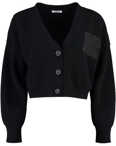 Peserico Wool And Cashmere Cardigan - Black