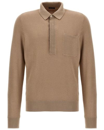 Zegna Knitted Shirt Polo - Natural