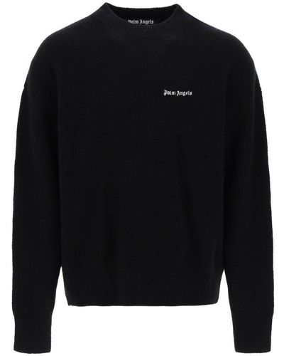 Palm Angels Jumper With Logo Embroidery - Black
