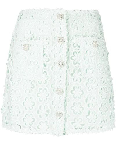 Self-Portrait Mini Skirt With Lace Detail - White