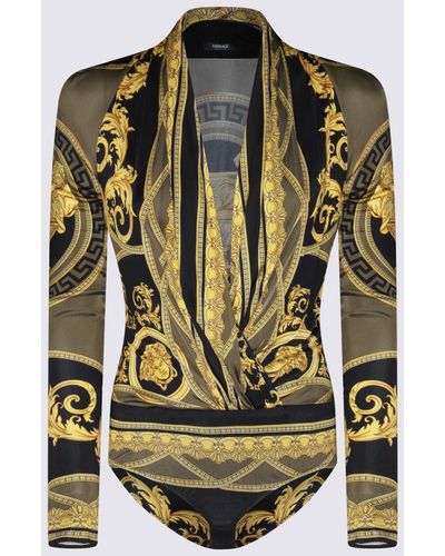 Versace Gold And Black Viscose Bodysuits - Green