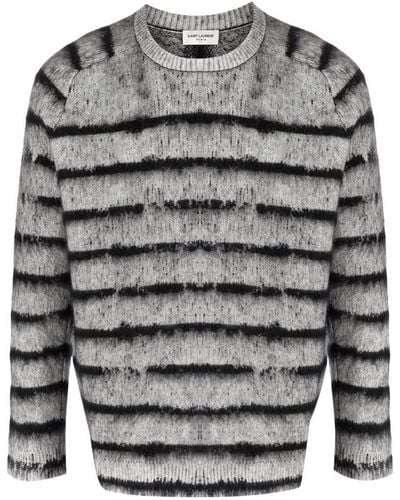 Saint Laurent Long-sleeve Knitted Sweater - Gray