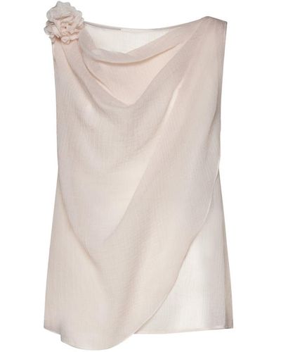 Chloé Rose Wool And Silk Top - Natural