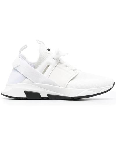 Tom Ford Lace-Up Sneakers With Logo Patch - White