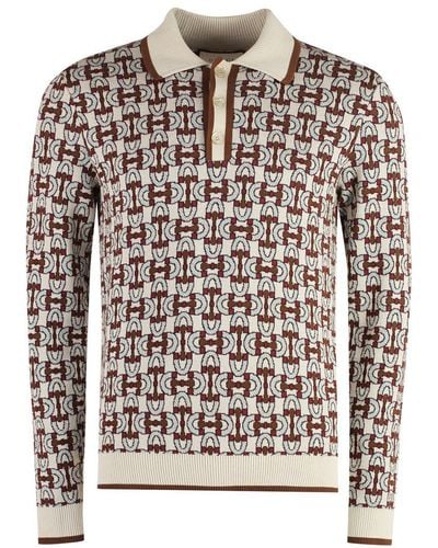 Gucci Jacquard Knit Polo Shirt - Natural