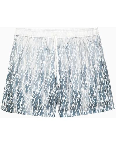 Amiri Light Silk Bermuda Shorts With Logo Print - Blue