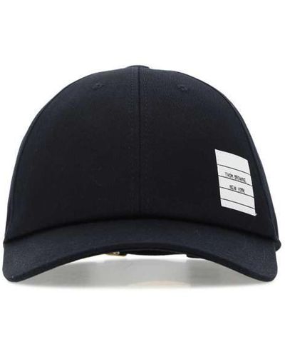 Thom Browne Midnight Cotton Baseball Cap - Black