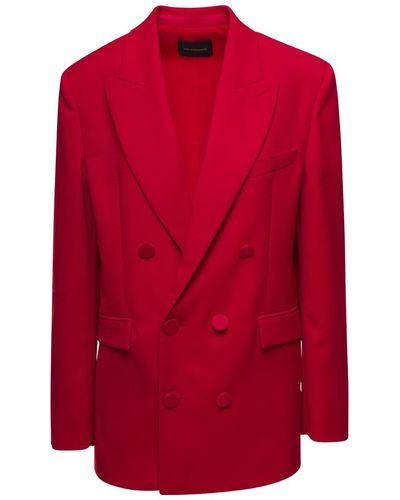 ANDAMANE Harmony Double Breasted Jacket Crepe Satin - Red