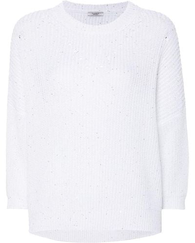 Peserico Sequin-embellished Knitted Sweater - White