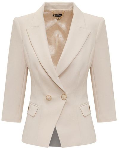 Elisabetta Franchi Double Breasted Jacket - White
