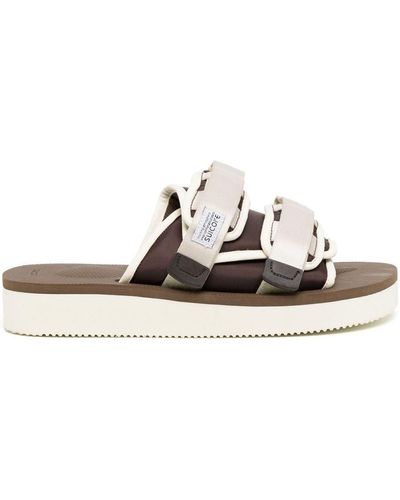 Suicoke Moto Brown And Beige Sandals - White