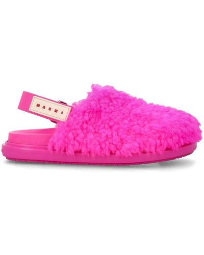 Marni Shearling Fussbet Mules - Pink