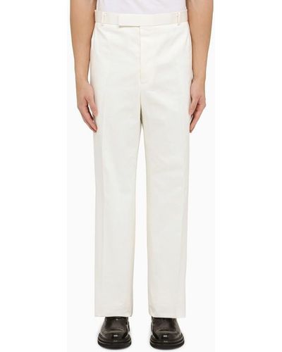 Thom Browne White Straight Cotton Pants
