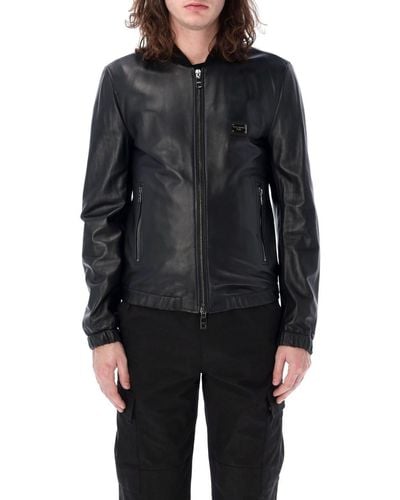 Dolce & Gabbana Leather Jacket With Tag - Black