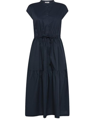 Woolrich Ruffle Shirt Dress With Drawstring - Blue