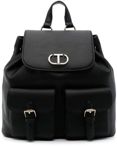 Twin Set Backpack With Pockets And Straps Bags - Black