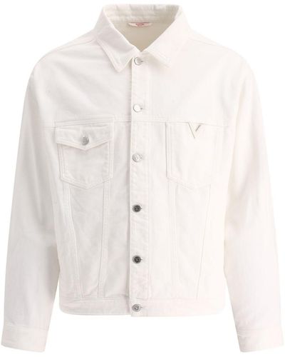 Valentino Denim Jacket With Rubberised V Detail - White