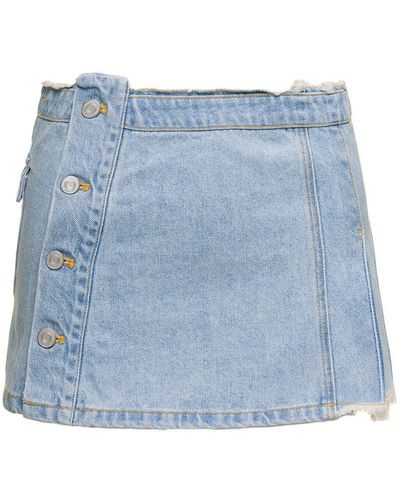 ANDERSSON BELL Blue Denim Pleated Miniskirt In Cotton Woman