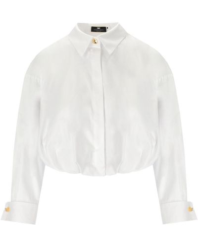 Elisabetta Franchi White Poplin Crop Shirt