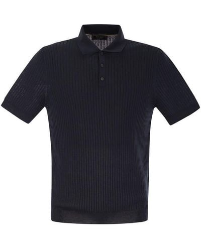 Peserico Cotton Piqué Polo Shirt - Blue