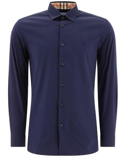 Burberry Ekd Stretch Cotton Shirt - Blue