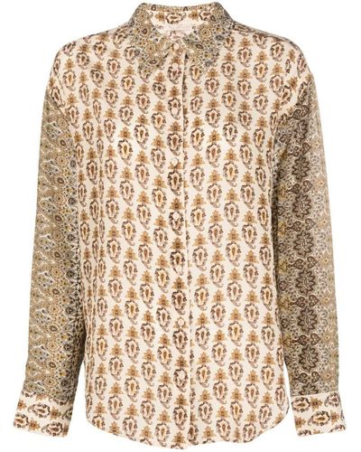 Gold Hawk Printed Shirt - Natural