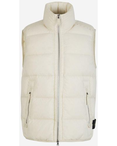 Stone Island Quilted Vest With Zip - White