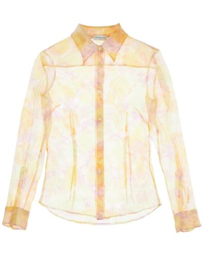 Dries Van Noten 'Cloudy' Silk Chiffon Shirt - White