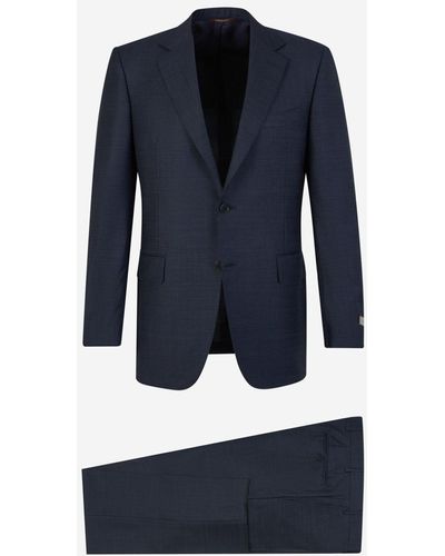 Canali Wool Checked Suit - Blue