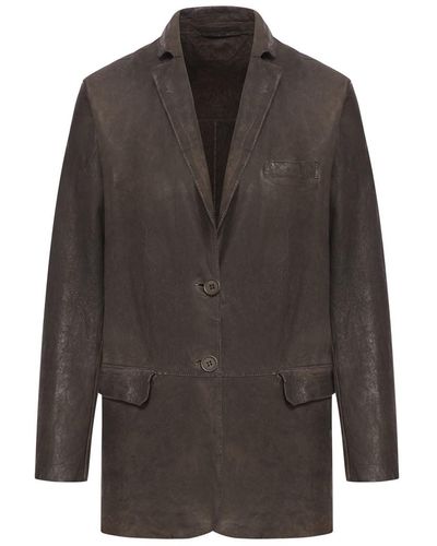 Salvatore Santoro Leather Jacket - Grey