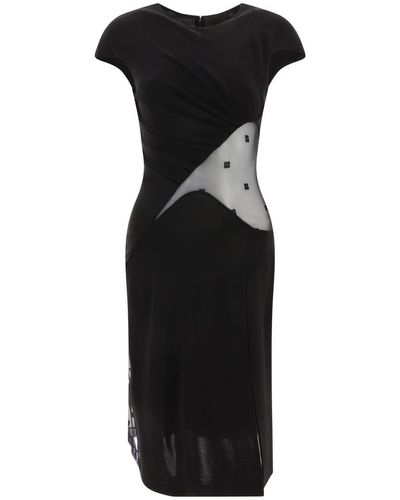 Givenchy Dress In Crepe And 4g Tulle - Black