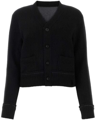 Sacai Black Cashmere Blend Cashmere Knit Cardigan