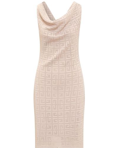 Givenchy 4g Draped Dress In Jacquard - Natural