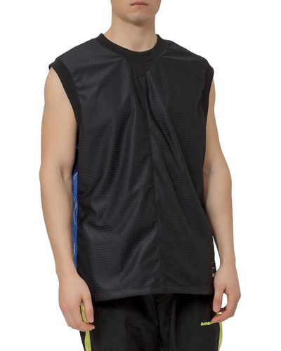 Daniel Patrick Mesh Over Tank Top With Side Bands - Black