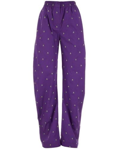 The Attico Monogrammed Trousers, - Purple