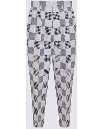 KENZO Midnight Blue Cotton Blend Patchwork Trousers - Grey