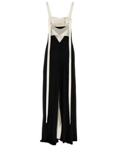 Victoria Beckham Cutout Two-tone Satin And Crepe Maxi Dress - Black