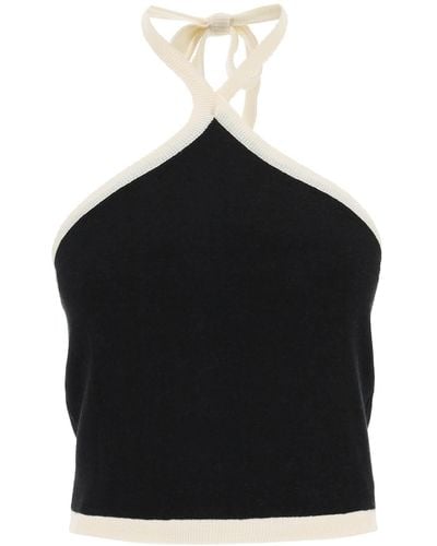 Saks Potts Sia Knit Top In Merino Wool And Silk - Black