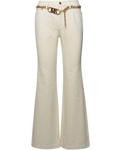 Michael Kors Chain Belted Wide-leg Jeans - Natural
