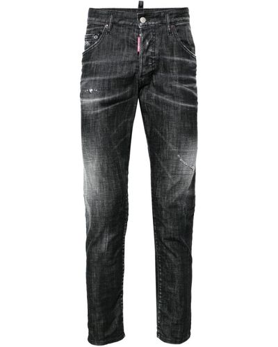 DSquared² Slim Fit Faded Stretch Cotton Jeans - Gray