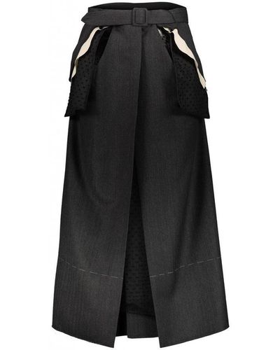 Maison Margiela Wool-herringbone Midi Skirt Clothing - Black