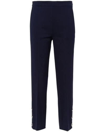 Twin Set Cropped Pants With Buttons - Blue