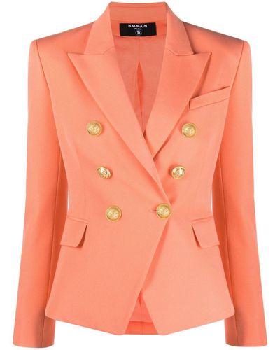 Balmain Double Breasted Wool Jacket - Pink