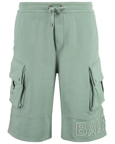 Balmain Cotton Bermuda Shorts - Green