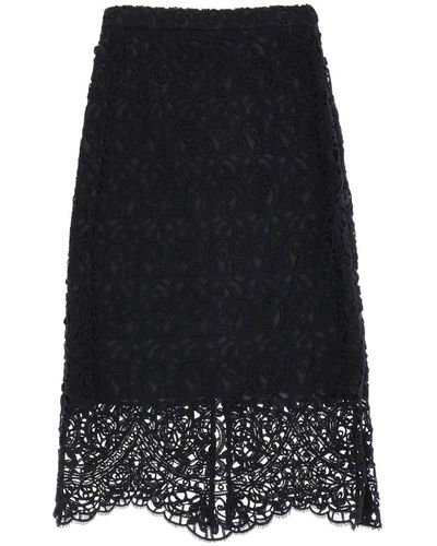 Burberry Macramé Lace Pencil Skirt - Black