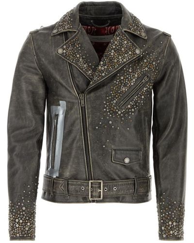 Golden Goose Leather Stud-detailing Jacket - Black