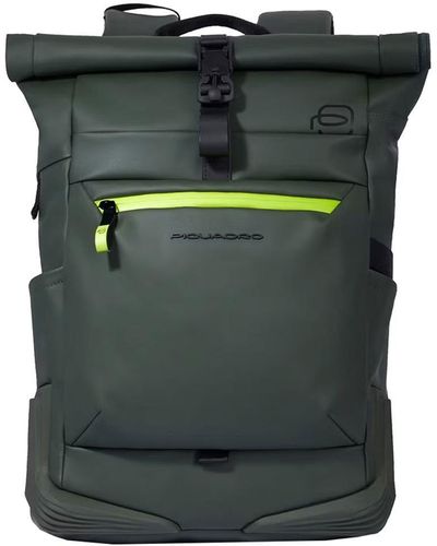 Piquadro Roll-Top Backpack For Pc And Ipad Cpn Chest Strap Bags - Green